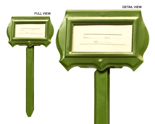 Green crown temporary grave marker